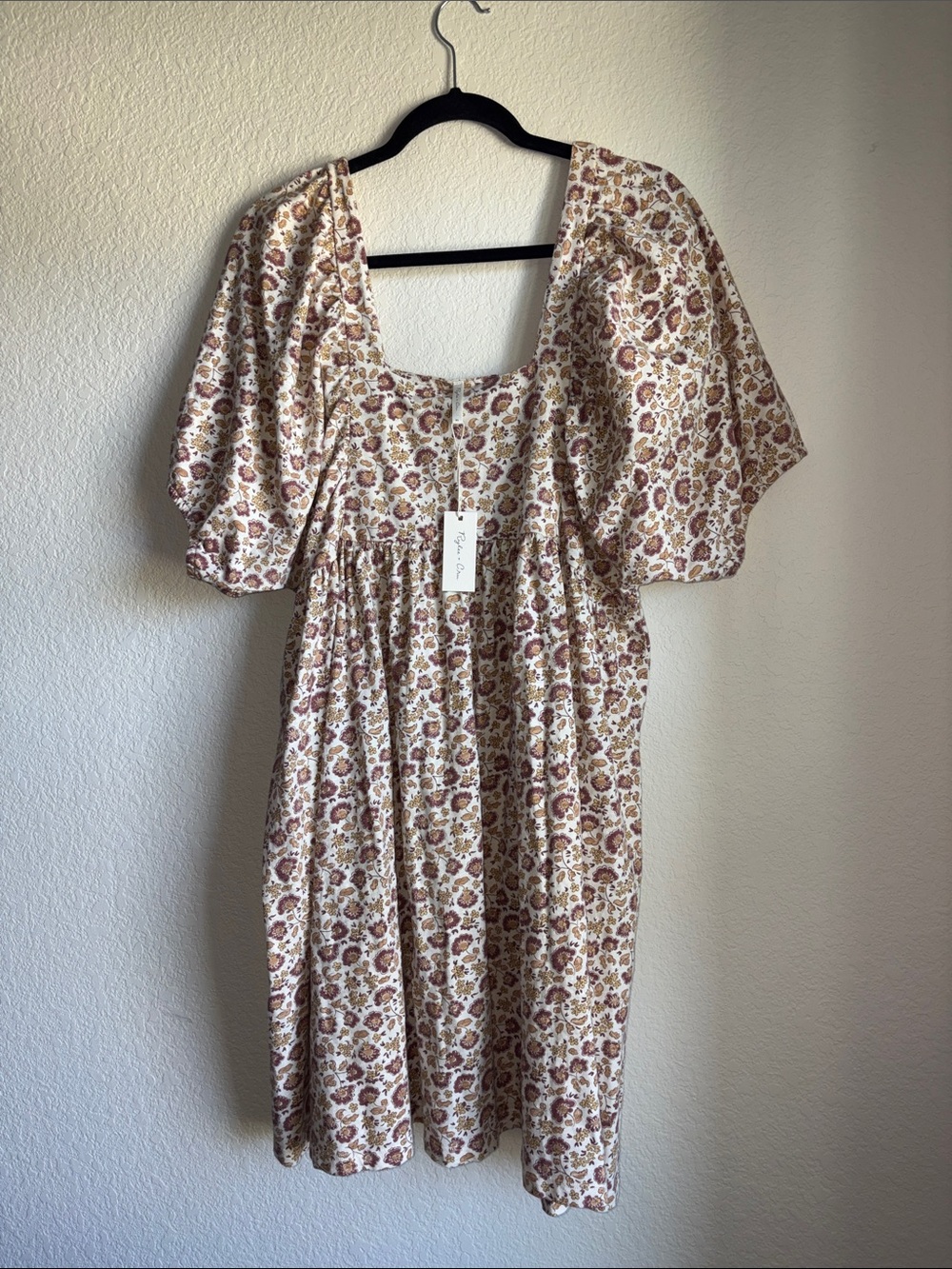NWT Rylee + Cru Brea Dress with Brown Floral Print XL